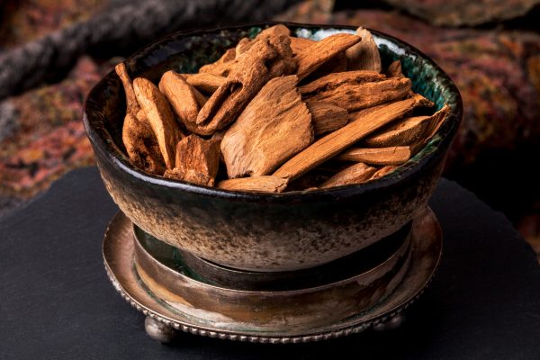 bowl of agarwood incense chips