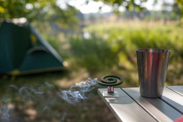 mosquito repellant incense coil in outdoor atmosphere
