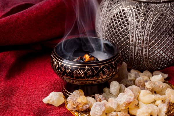 Frankincense burning on a hot coal