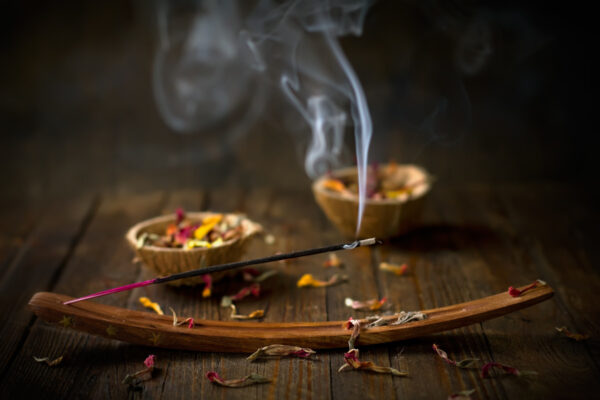 burning aromatherapy incense sticks