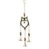 Brass Bell Chime Owl with Brown Beads