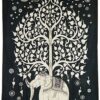 Elephant Tree Black White Tapestry