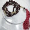 Om Garnet & Golden Rutile Gemstone Mala Bead Necklace
