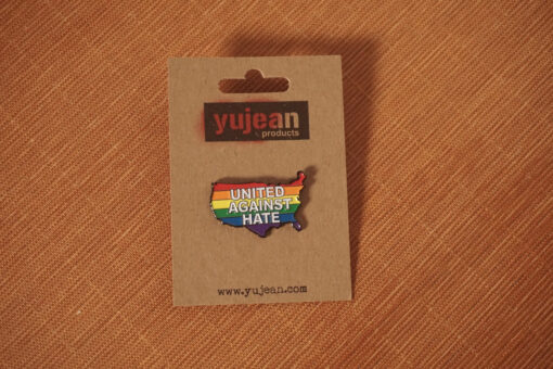 united against hate enamel pin